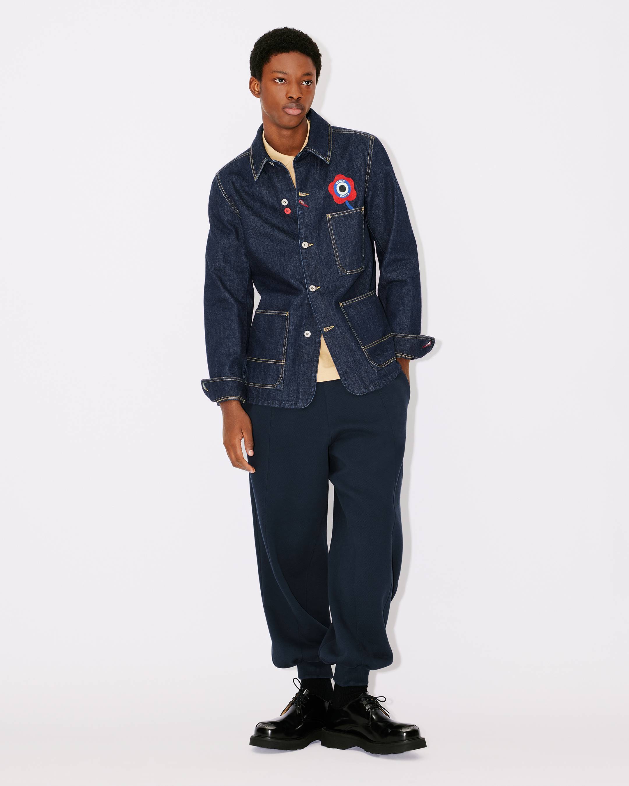 Shop Kenzo ' Target' Denim Workwear Jacket In Blue