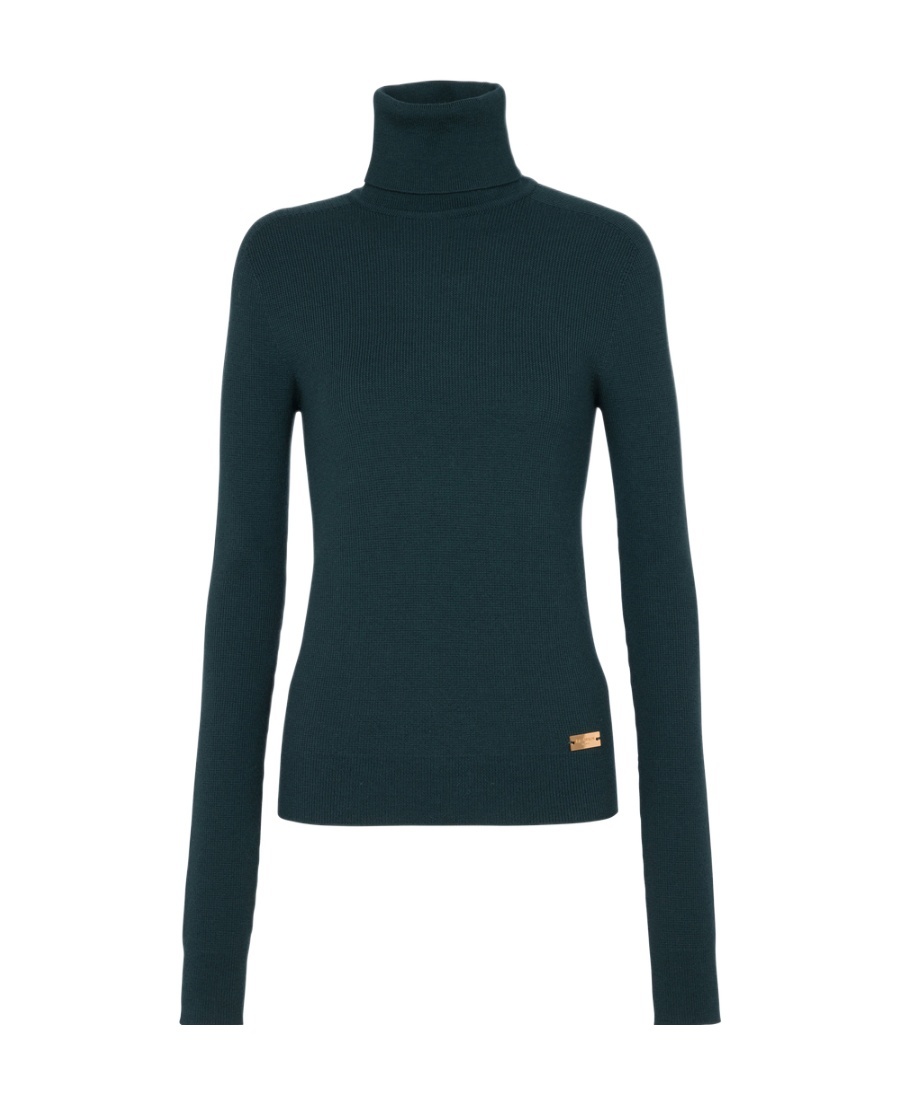 Shop Balmain Fine Knit Turtleneck In Green