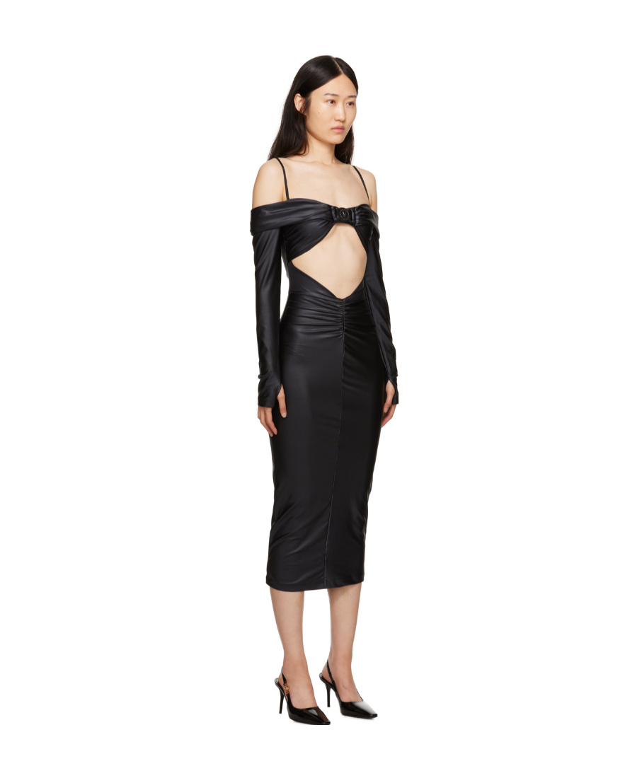 Versace Jeans Long-sleeved Dress With Thin Shoulder Straps In Black