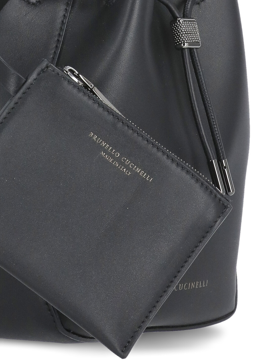 Shop Brunello Cucinelli Logo Embossed Embellished Bucket Bag In Black