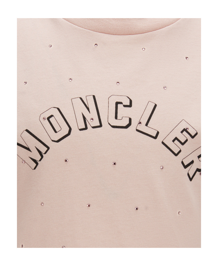 Moncler Logo-print Polka-dot T-shirt In Pink