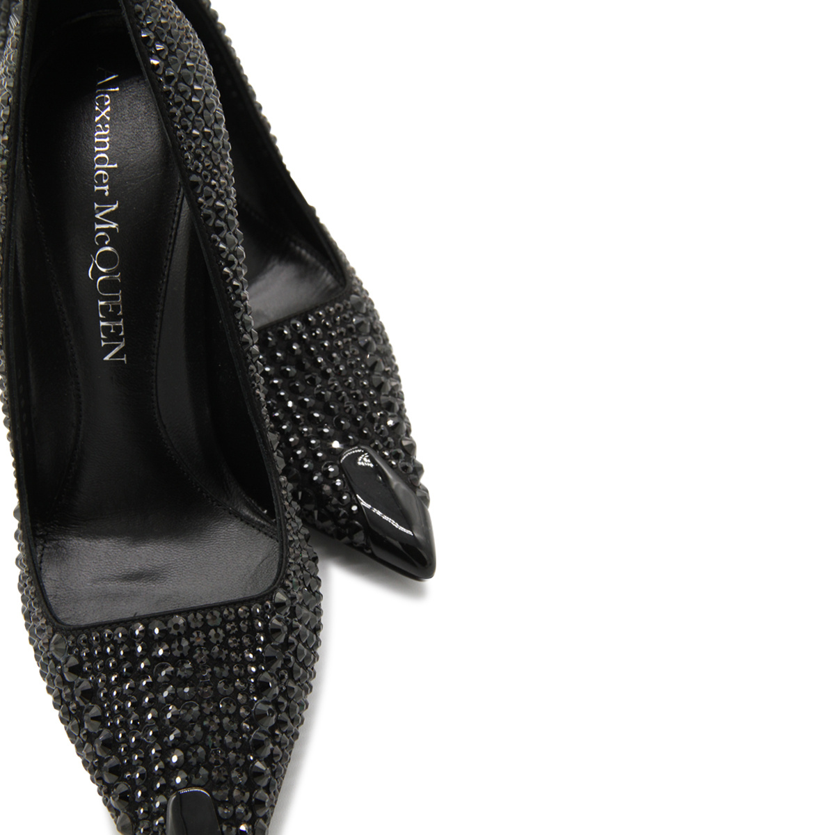 Alexander Mcqueen 90 Sequined Suede Pumps In Black