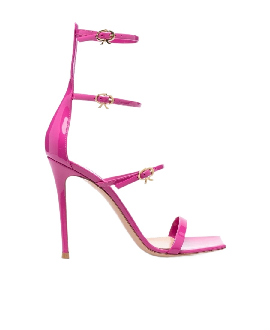 Gianvito Rossi Ribbon Uptown Patent High Heel Sandals In Pink