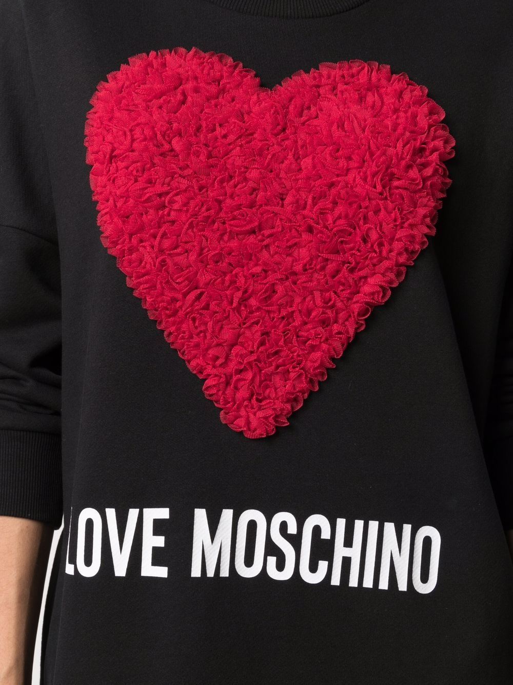 Moschino Tulle Heart Sweatshirt Dress In Black