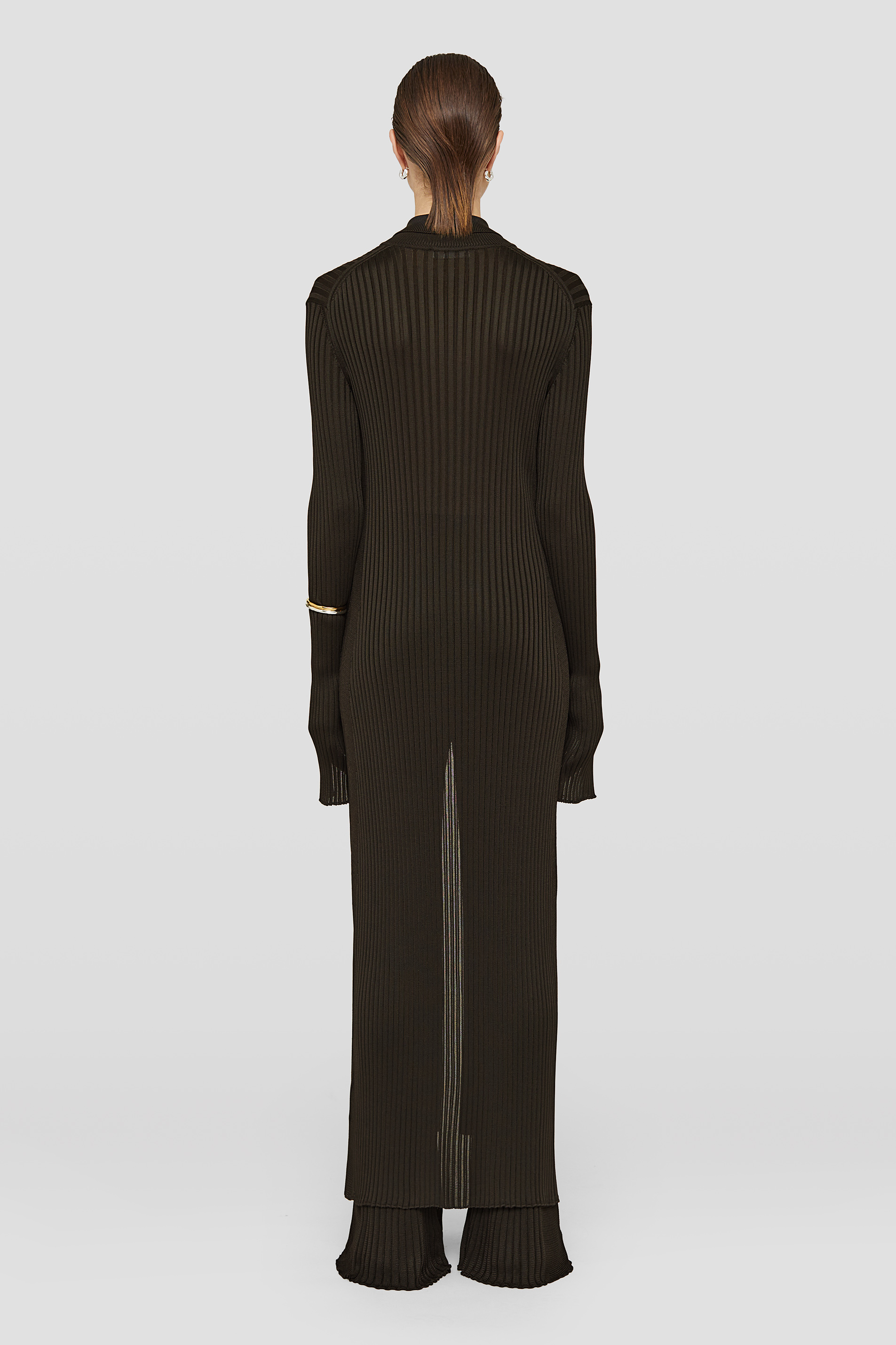 Jil Sander Chunky Ribbed Flared-hem Trousers In Black