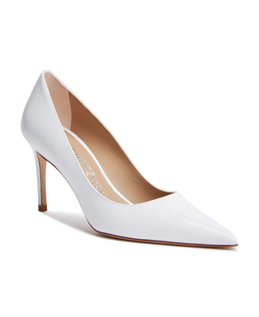 Stuart Weitzman 75mm Stuart Power Pointed-toe Leather Pumps In White
