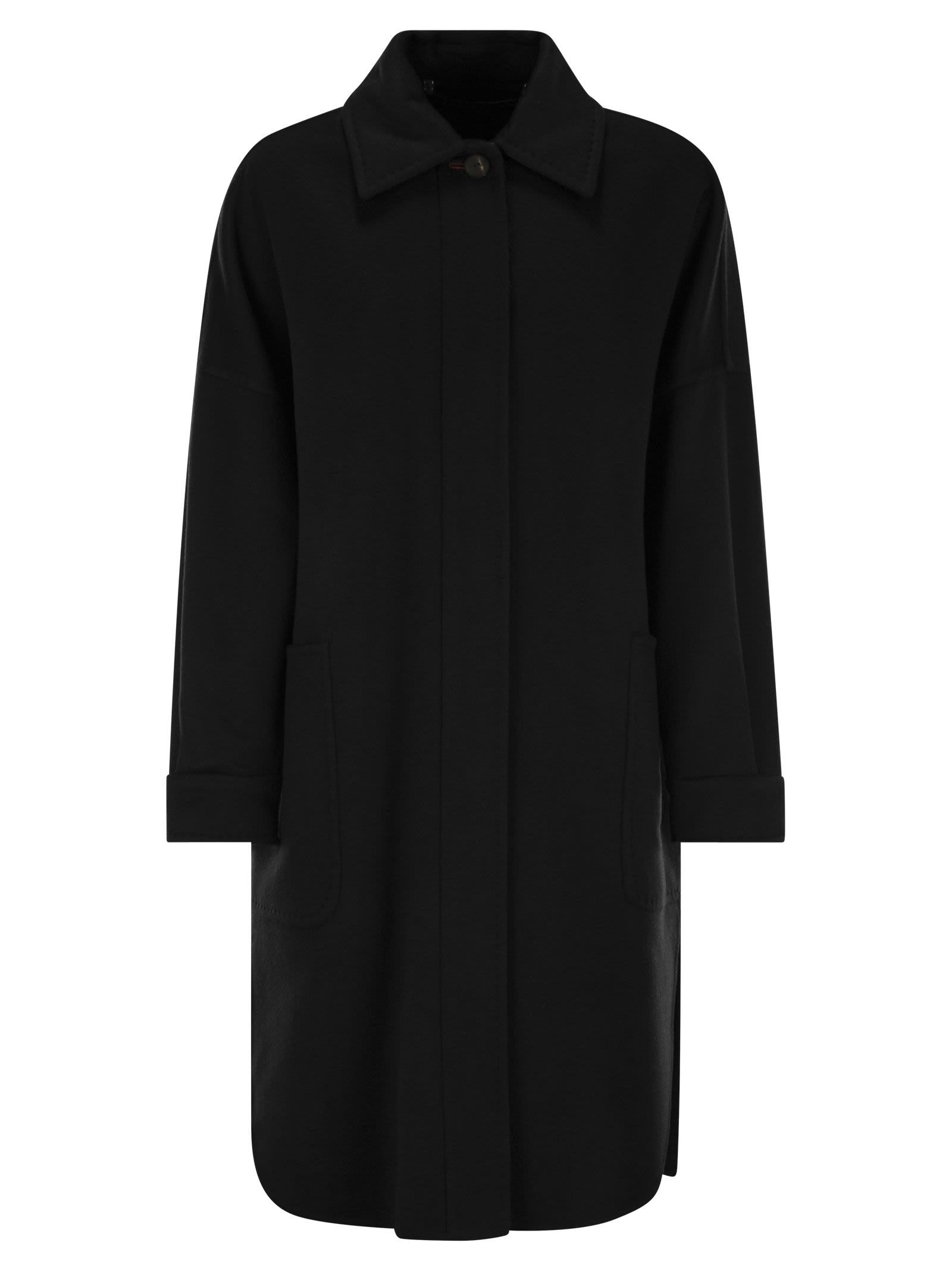 Max Mara Baruffa - Oversize Cashmere Chemise Coat In Black