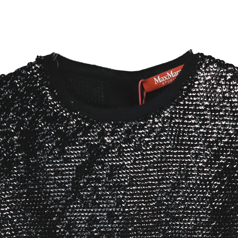Max Mara Sequined Wool Sweater In Black