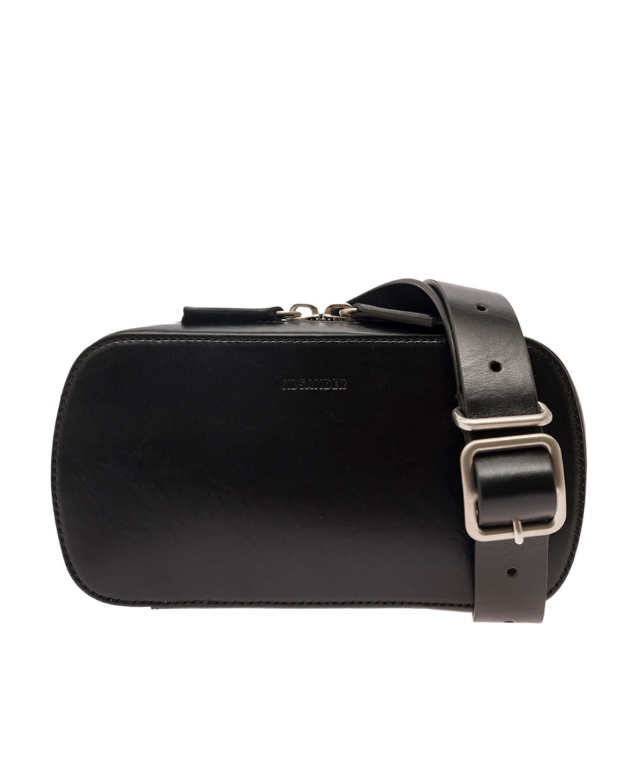 Jil Sander Logo-debossed Leather Belt Bag In Black