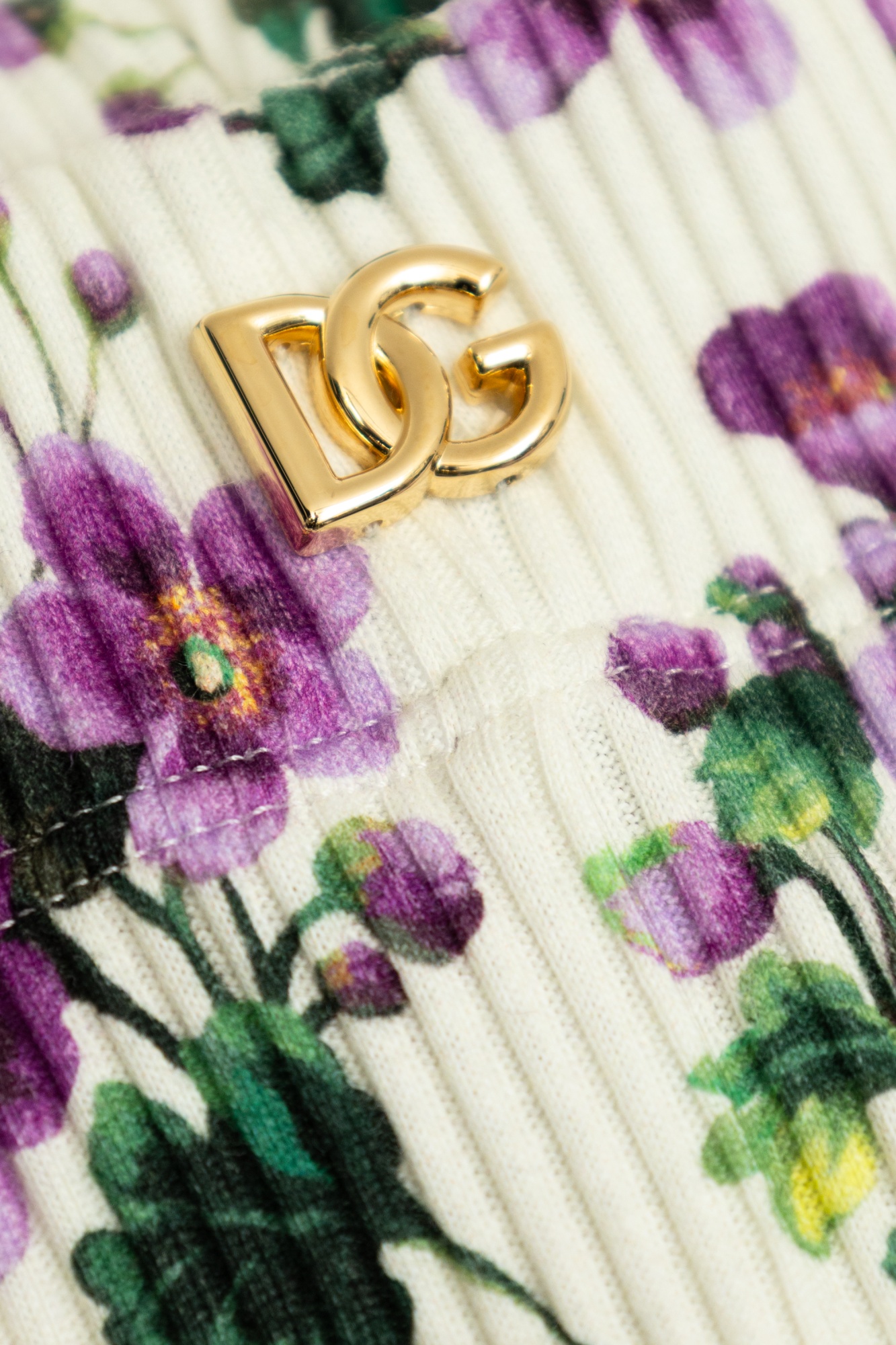 Dolce & Gabbana Floral-print Ribbed Trousers In Multi