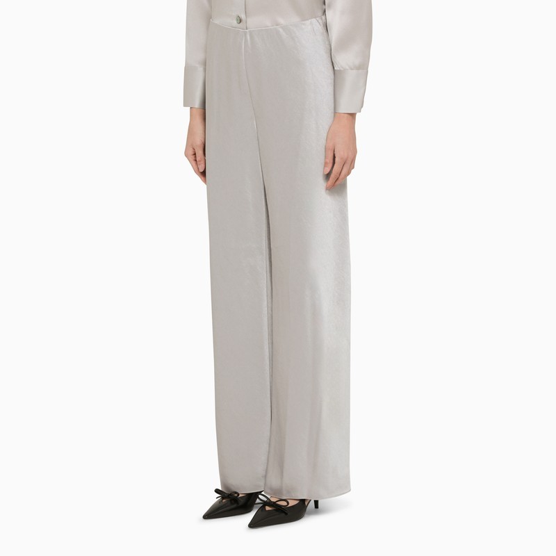 Shop Vince Satin-finish Straight-leg Trousers In Gray