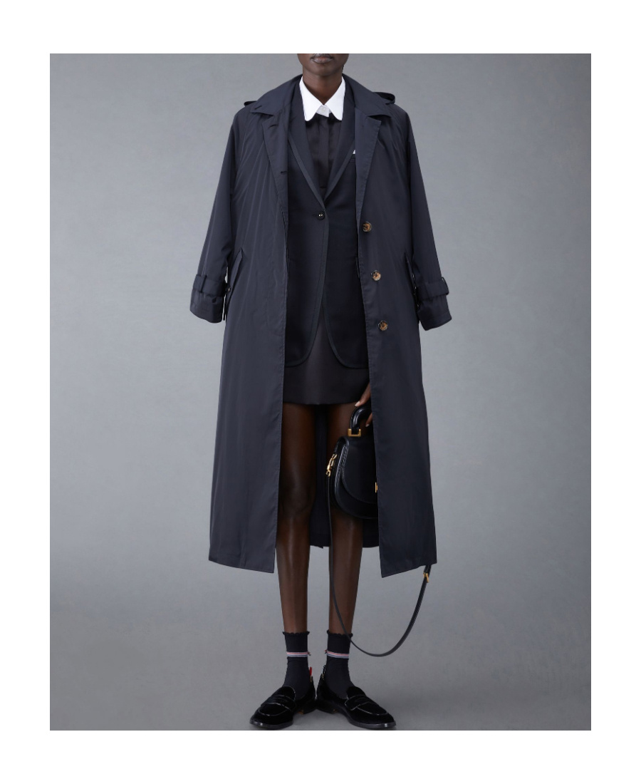 Thom Browne Belted Single-breasted Coat In Black