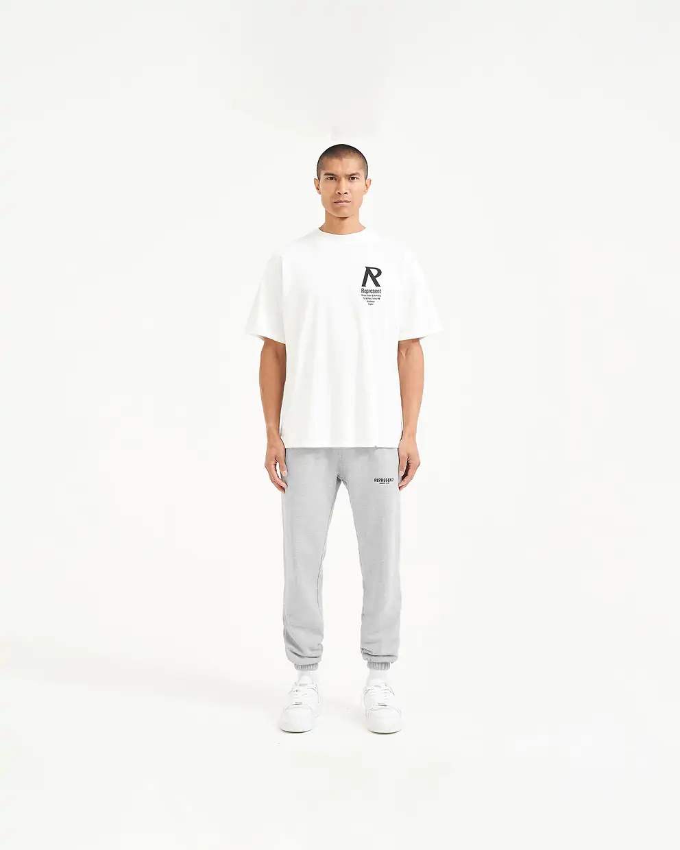 Represent Cotton Track Pants With Elastic Cuffs And Pockets In White