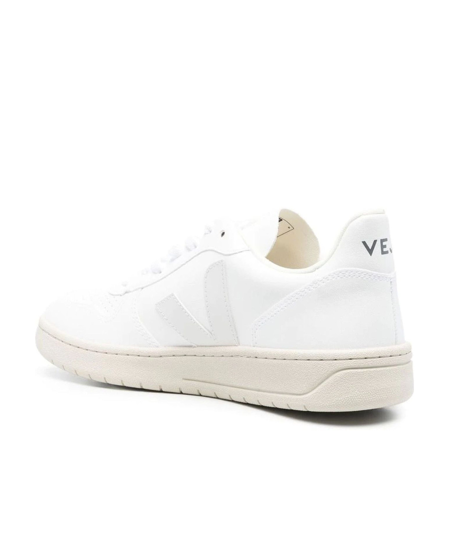 Veja White V-10 Lace-up Sneakers In White