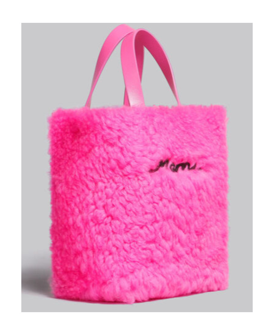 MARNI LOGO-PATCH SHEARLING TOTE BAG 