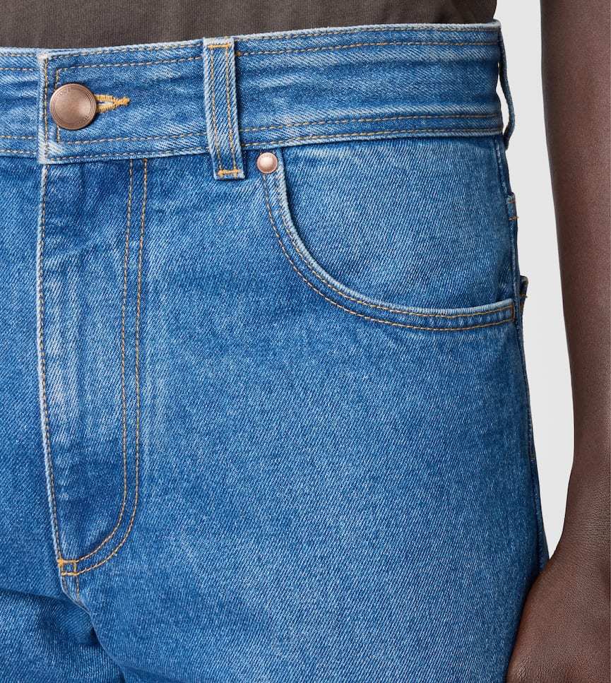 Tod's Leather-patch Five-pocket Jeans In Blue