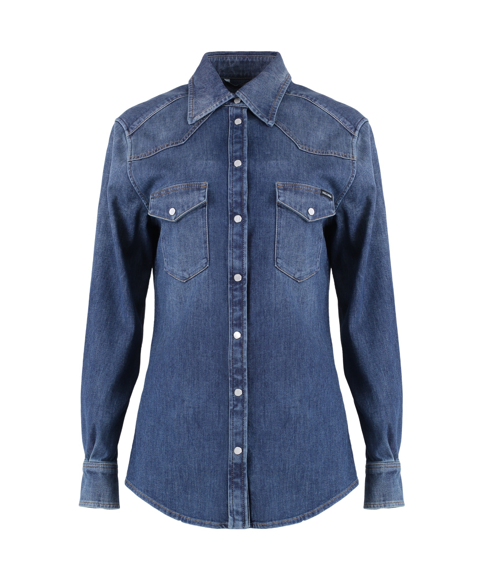 DOLCE & GABBANA DOLCE GABBANA CURVED HEM DENIM SHIRT