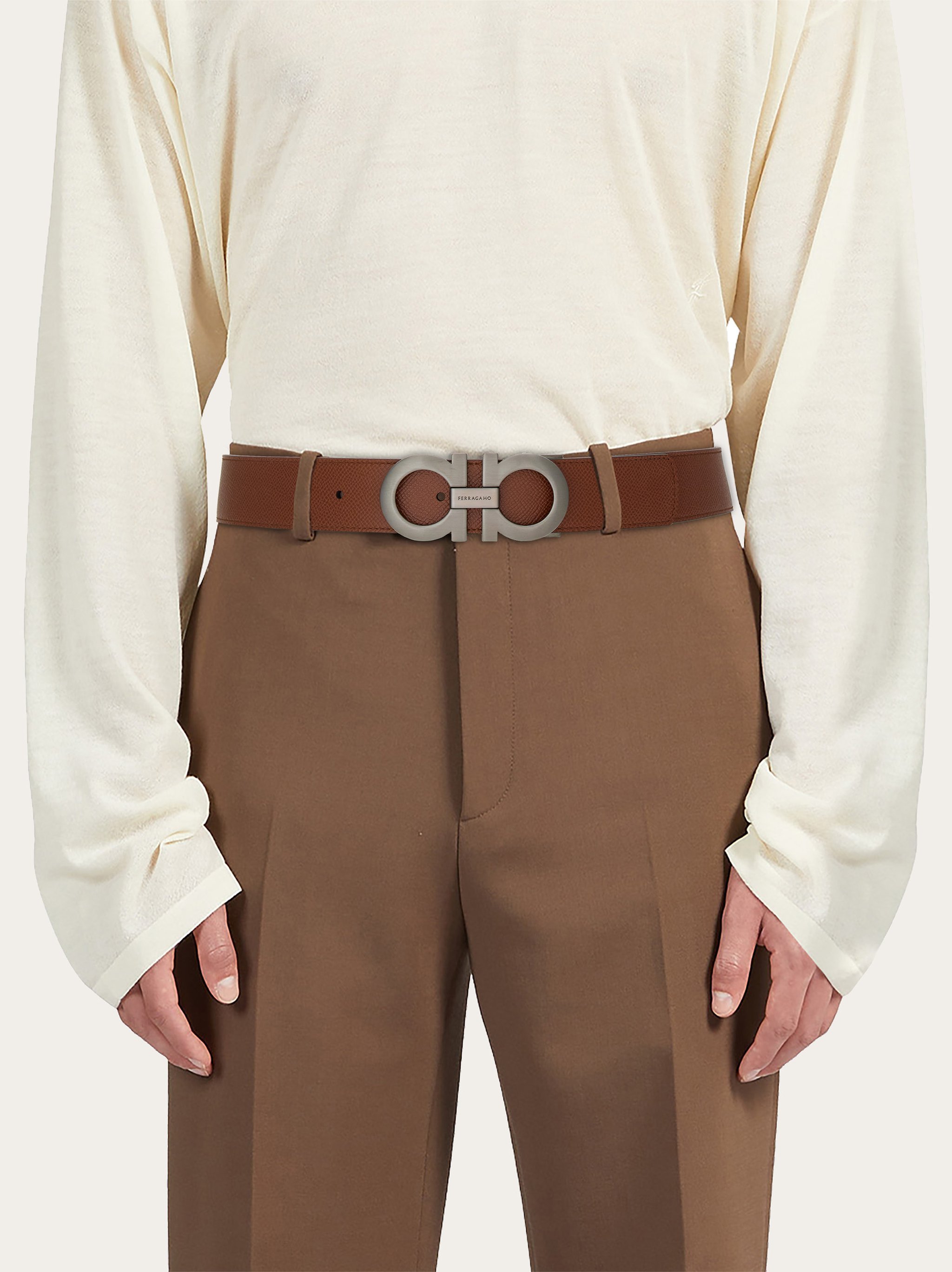 Ferragamo Gancini Leather Belt In Black