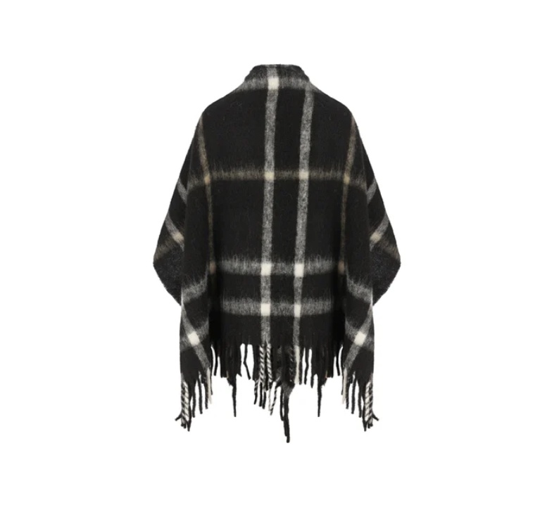 Woolrich Fringed Cape In Black