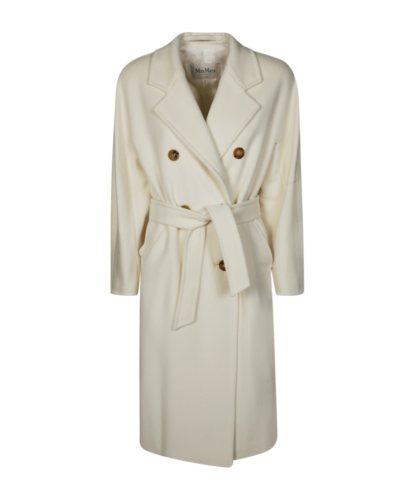 Max Mara Double-breasted Belted Coat Long Sleeves In Gray