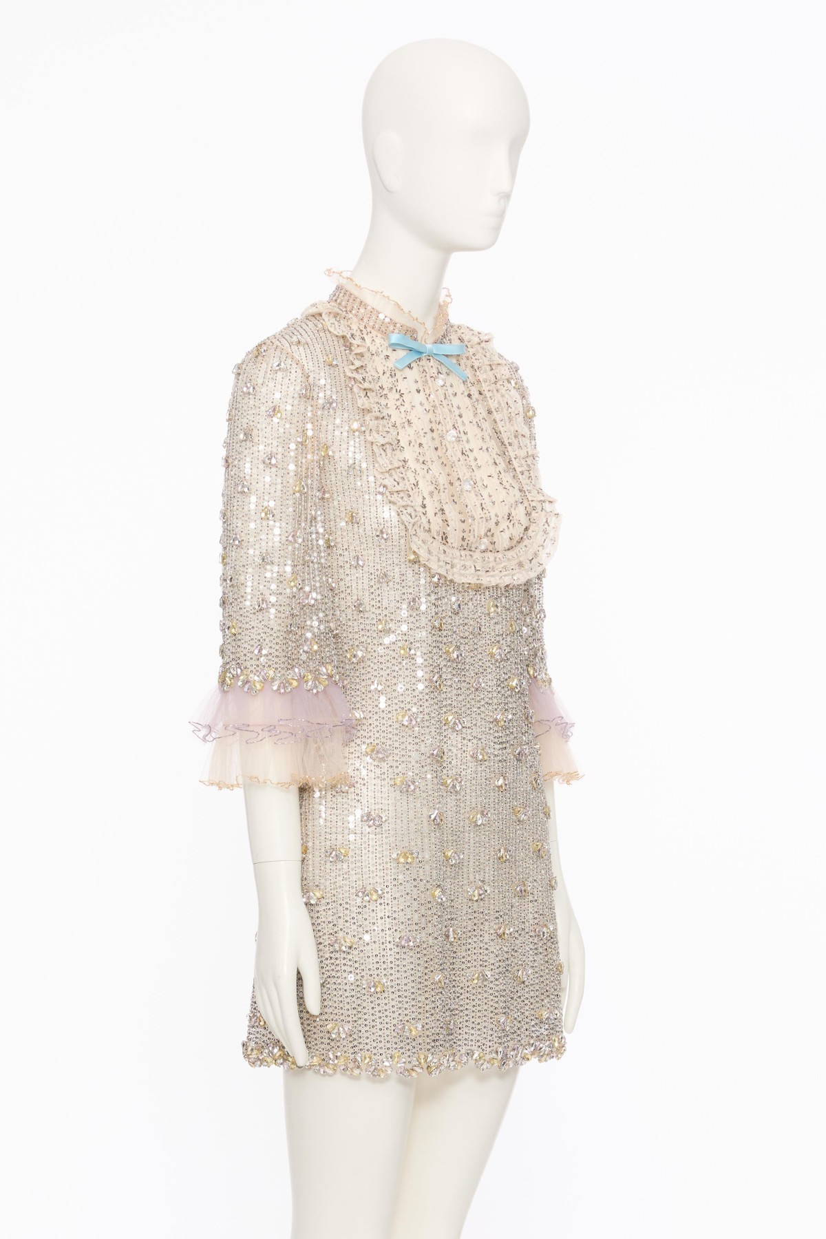 Valentino Three Quarter Sleeve Dress In Gray