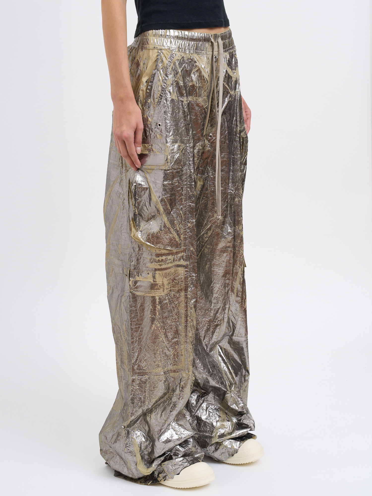 Rick Owens Drkshdw Drawstring Casual Pants In Silver