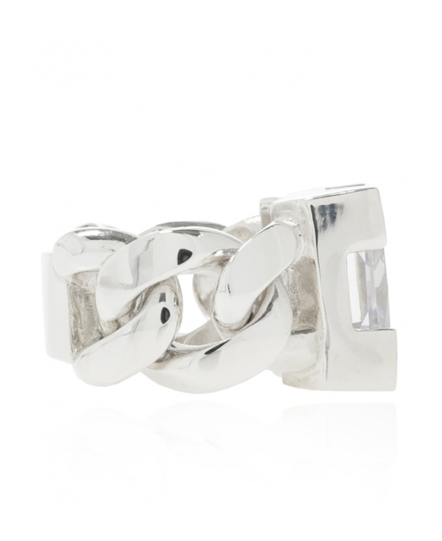 BOTTEGA VENETA CRYSTAL CURB CHAIN RING