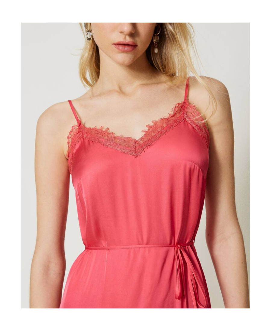 TWINSET LACE-DETAIL TIE-WAIST DRESS
