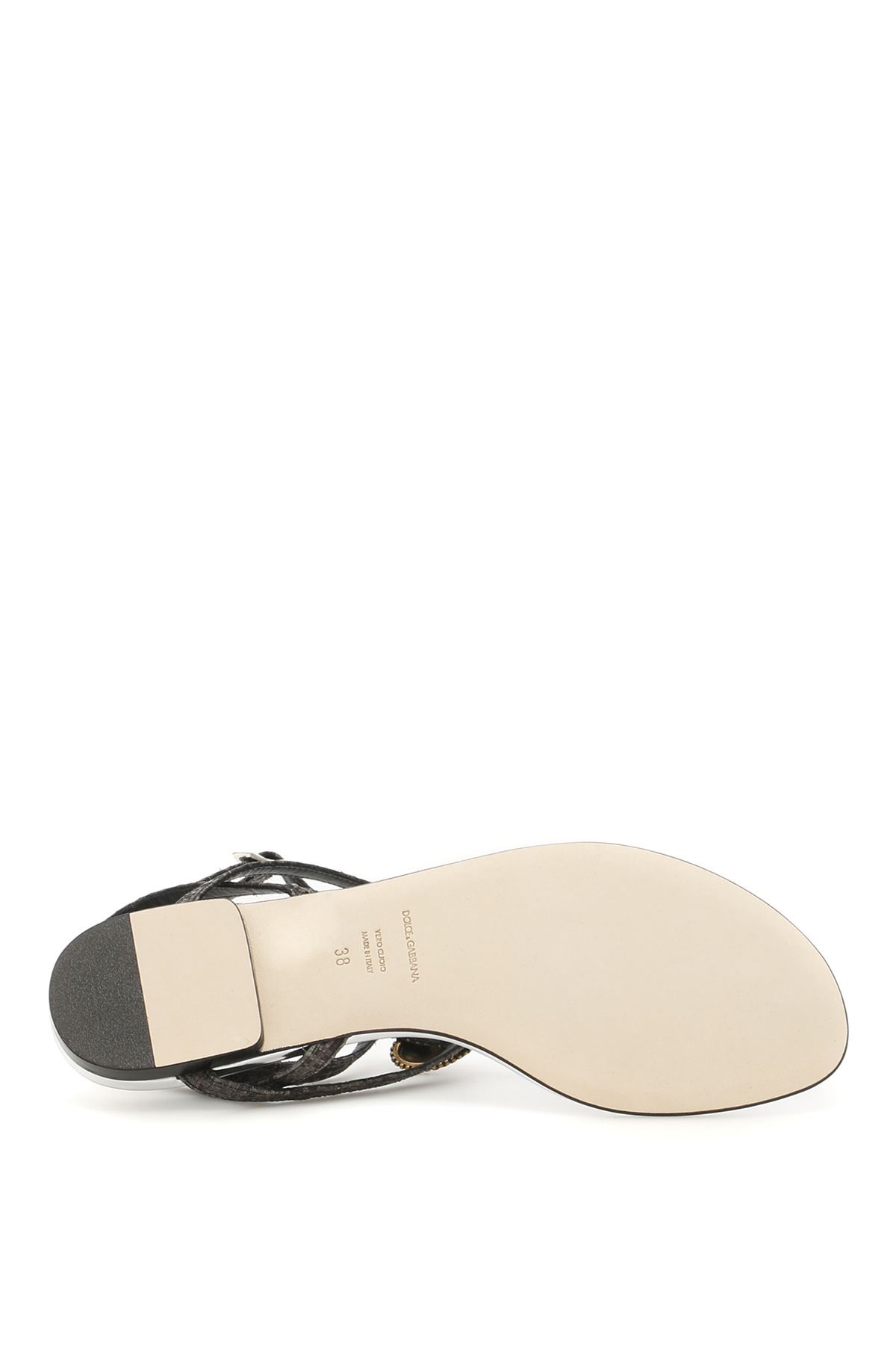 Dolce & Gabbana Heart-shaped Pendant Flat Sandals In Black