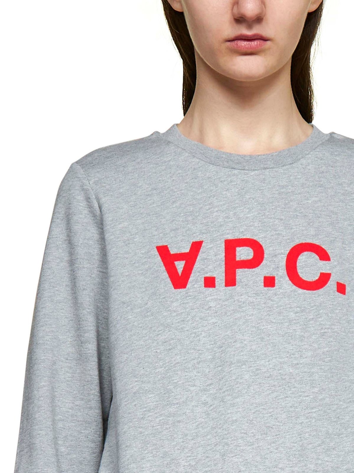 Apc Flocked Logo Organic Cotton Sweatshirt In Gray