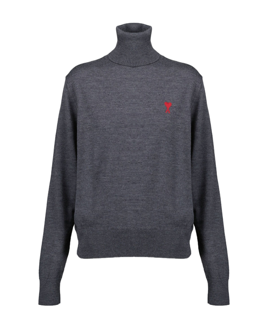 Ami Alexandre Mattiussi Ami Ami De Coeur High Neck Knitted Jumper In Black