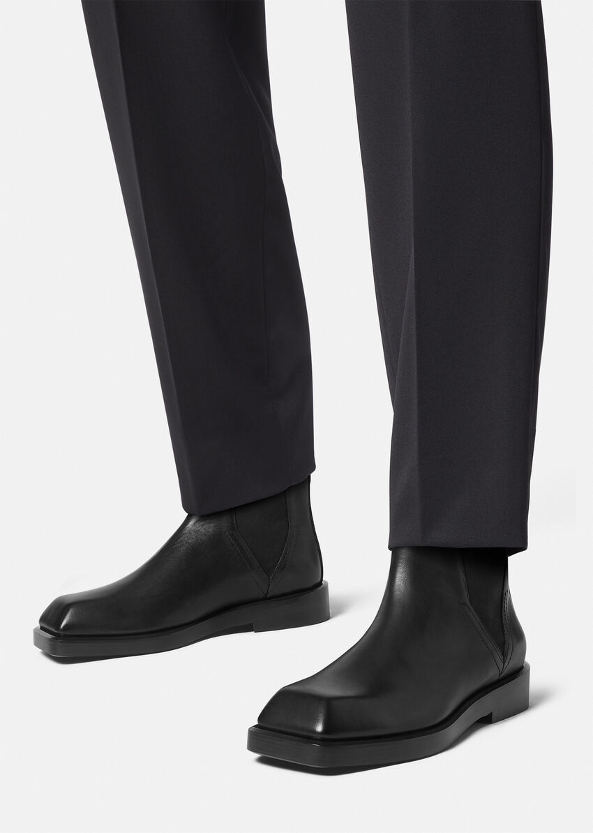 Versace Elasticated Side-panel Boots In Black