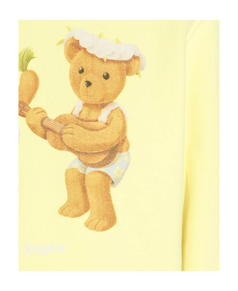 Palm Angels Teddy-print Crew-neck Sweatshirt In Yellow