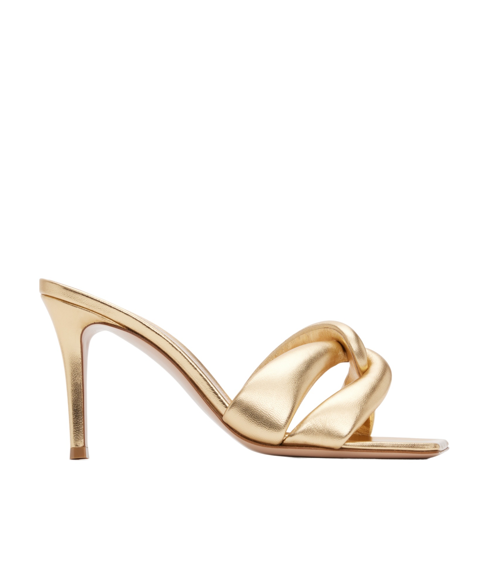 Gianvito Rossi Bijoux 85 Metallic Leather Mules In Nude