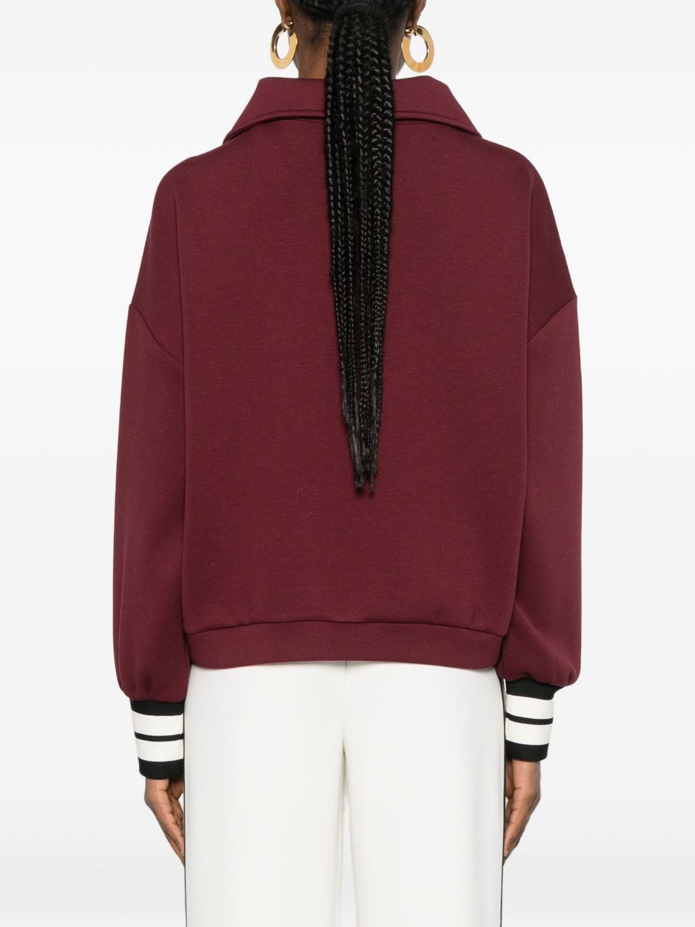 Twinset Bow-detail Short-zip Sweatshirt In Yellow