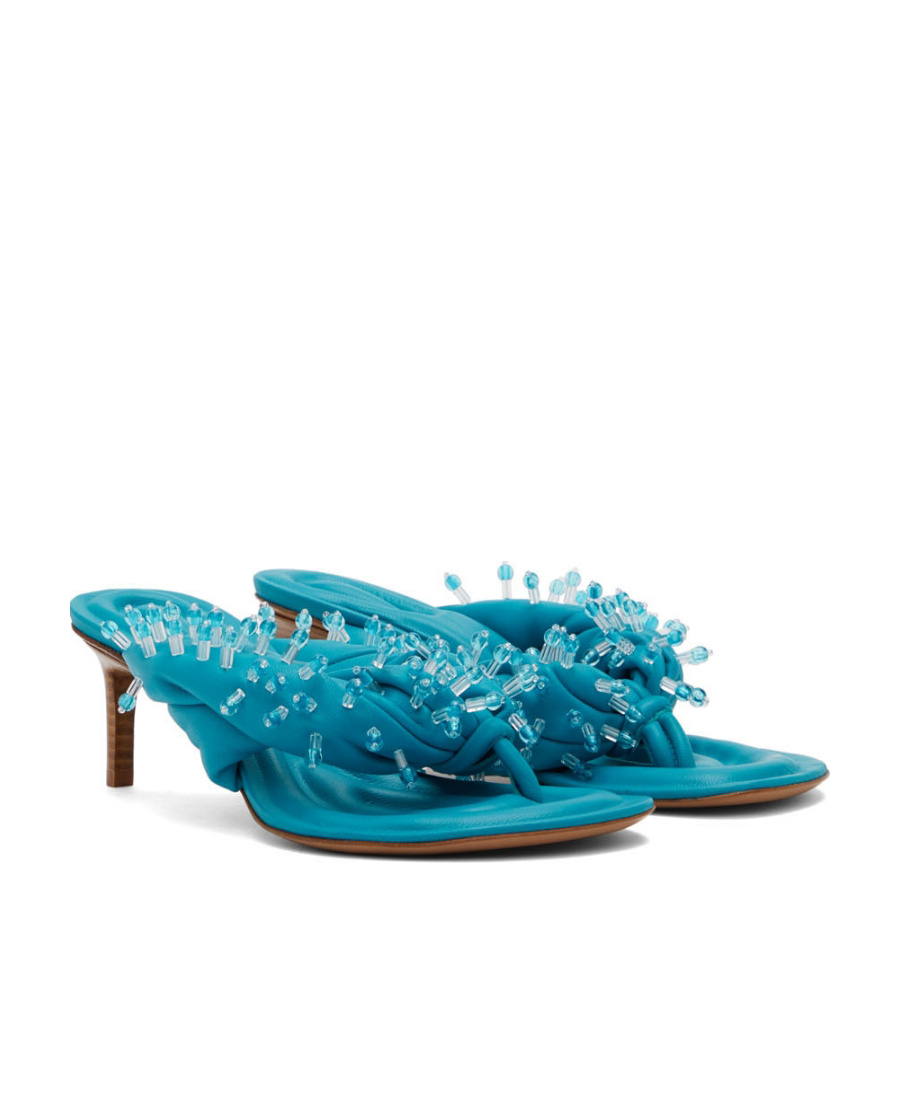 Jacquemus Bead-embellished 70mm Heeled Sandals In Blue