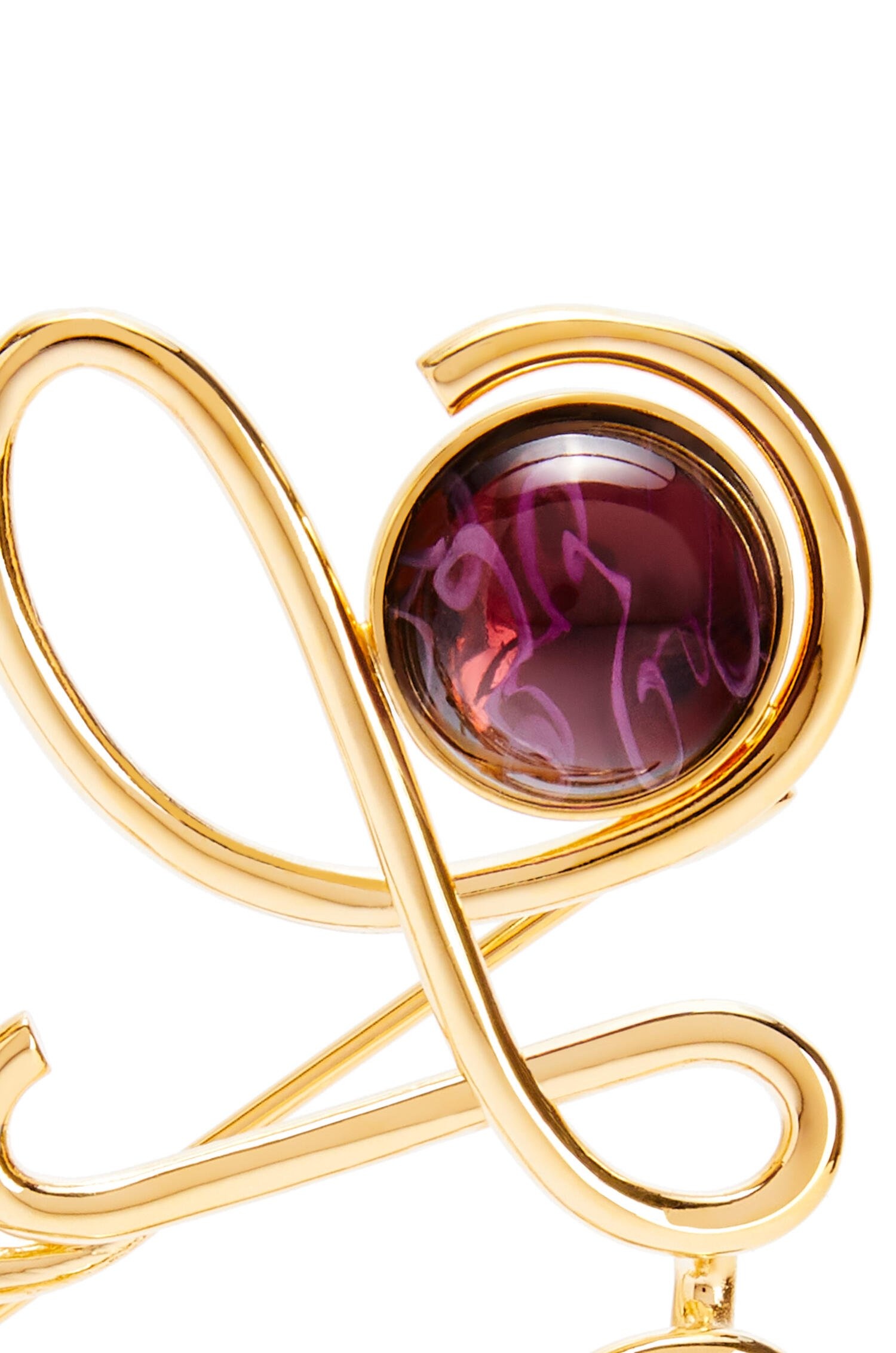 Loewe Xl Anagram Brooch In Metal In Yellow