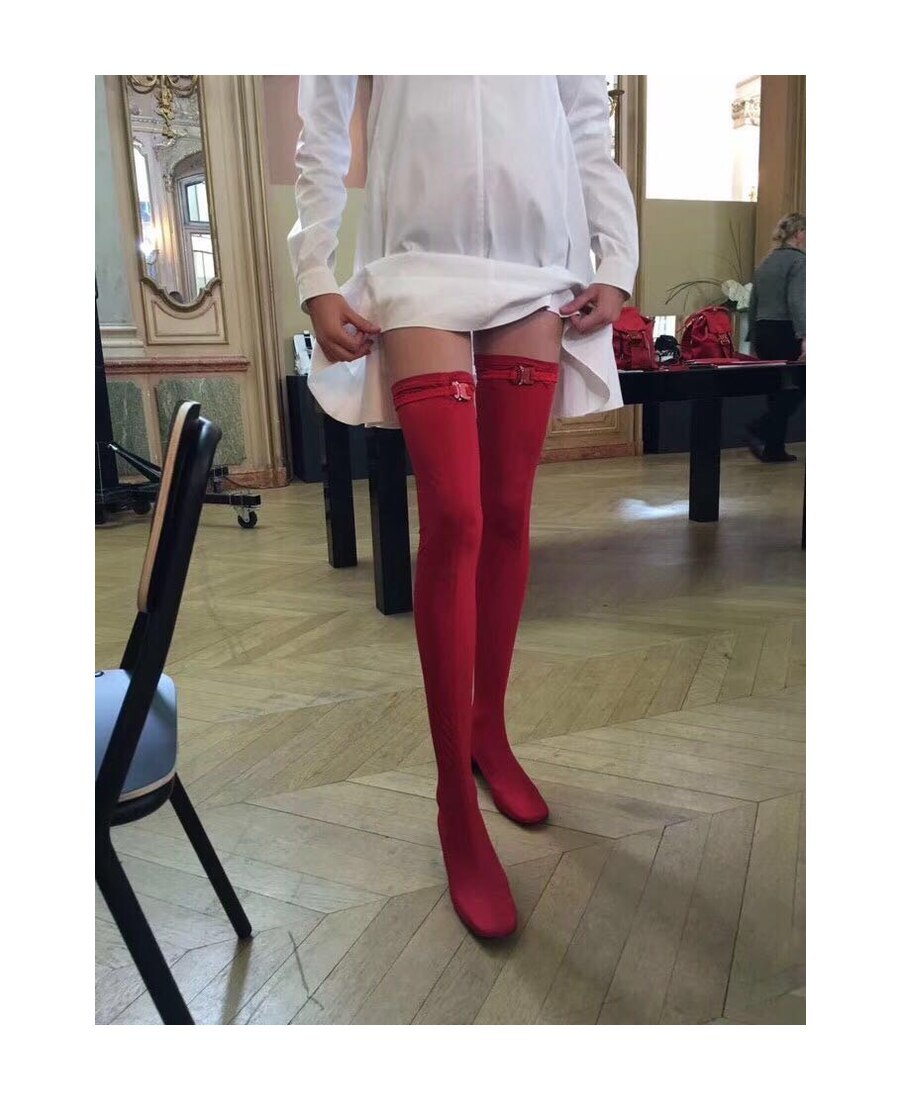 Alyx Red Stretch Cotton Over-the-knee Boots Aawbo0003a33 In Gray