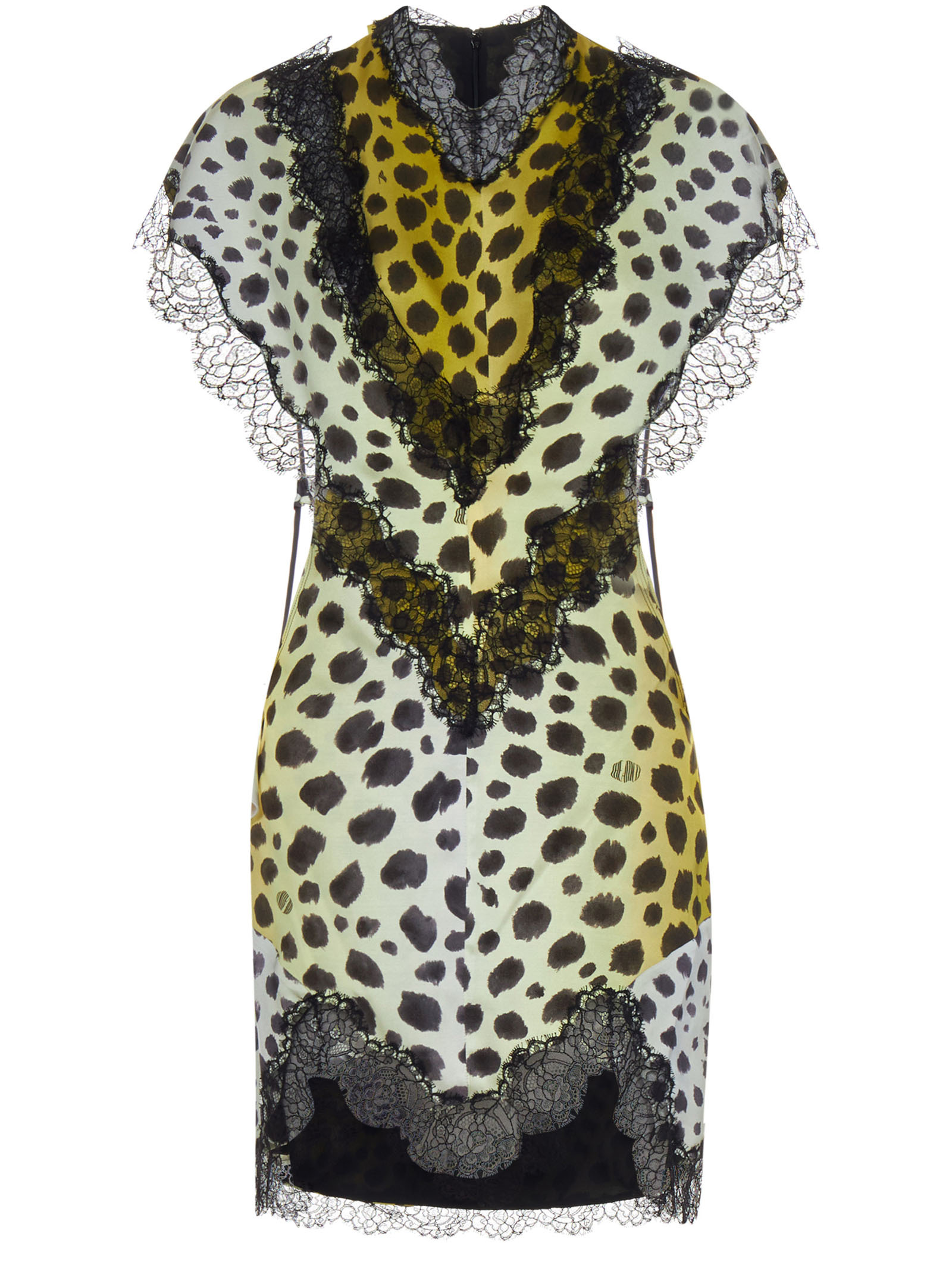 Attico Jace Cheetah-print Lace-trim Cutout Mini Dress In Black