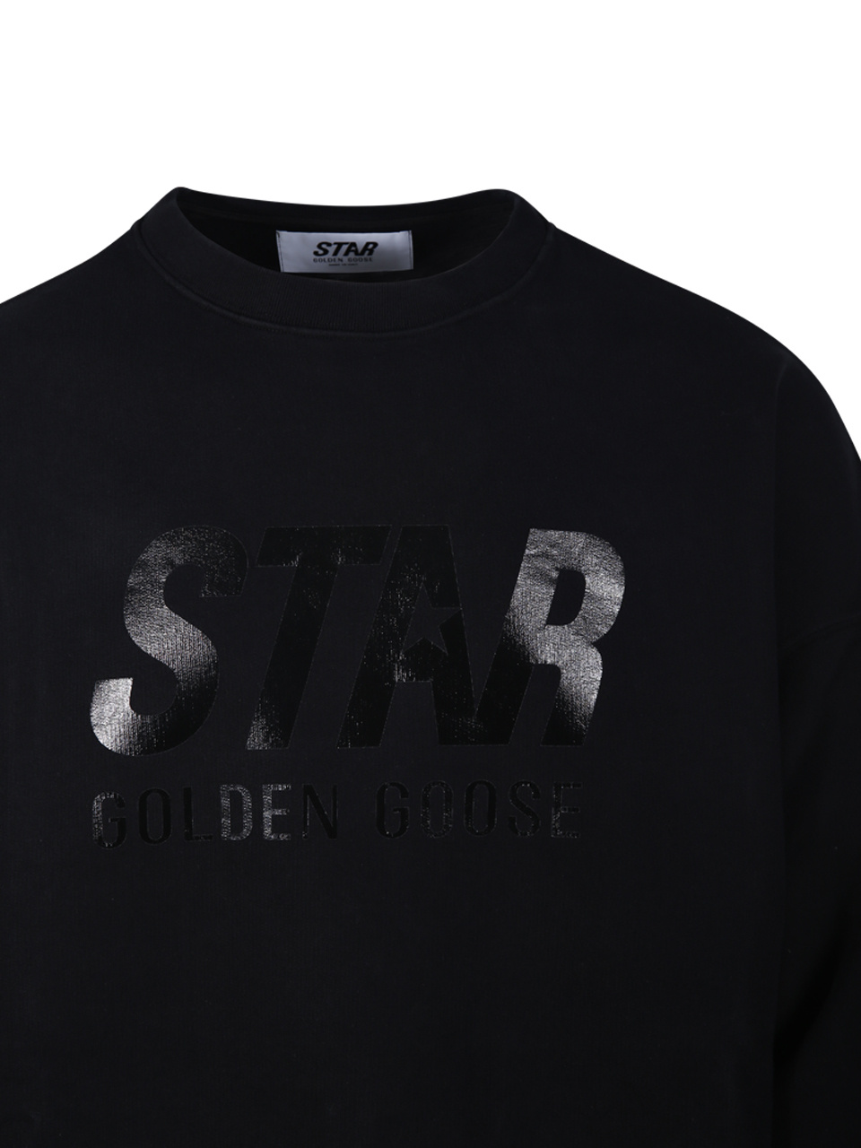 Golden Goose Men Black Sweatshirt With Logo Printed On The Front In Cotton Man In Black