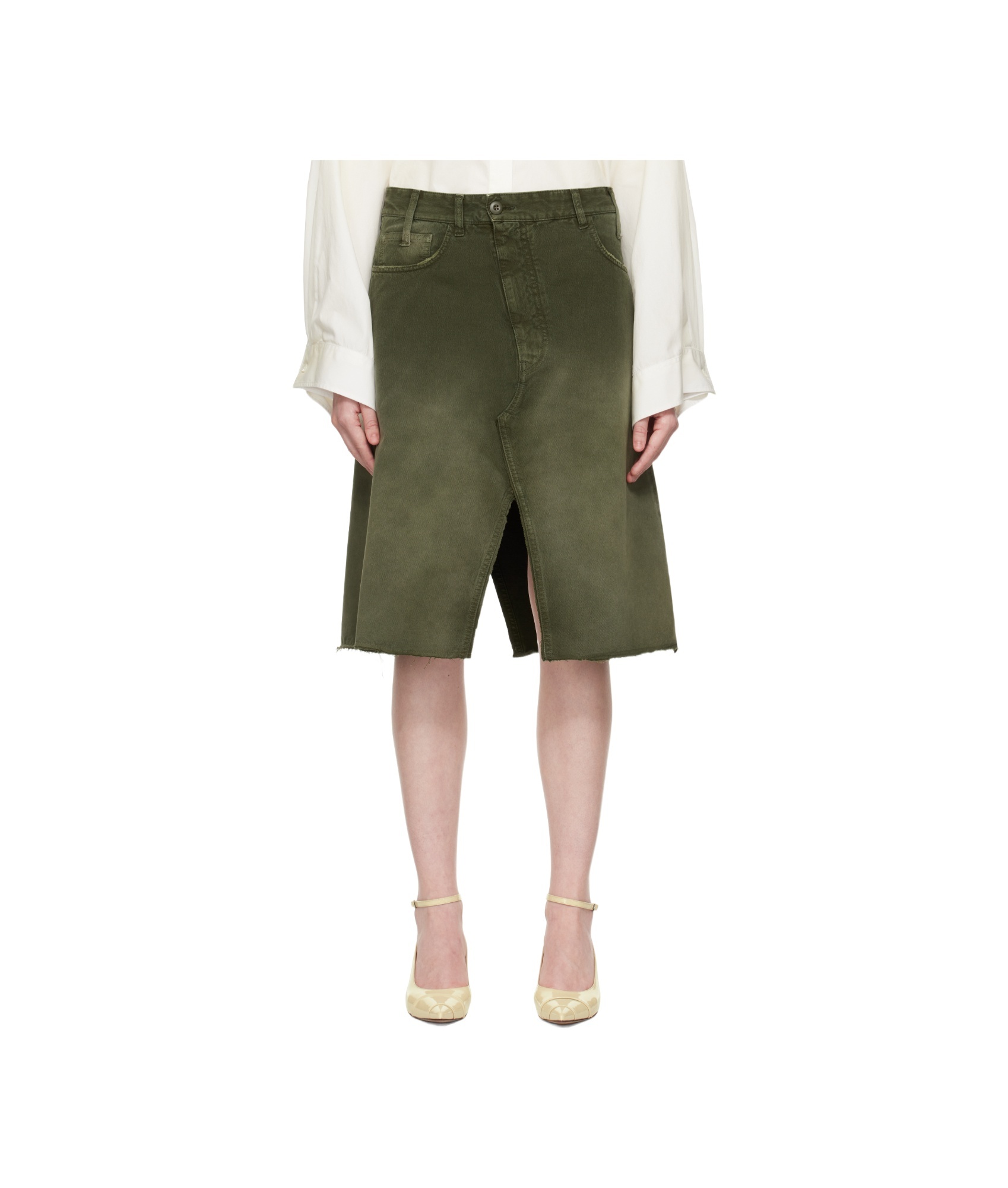 MM6 MAISON MARGIELA LONG DENIM MIDI SKIRT