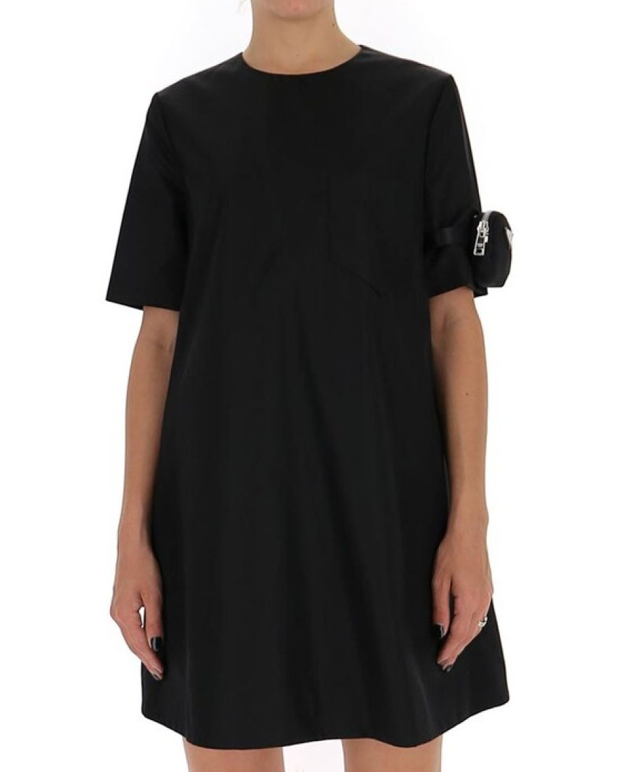 Prada Pouch Sleeve T-shirt Dress In Black