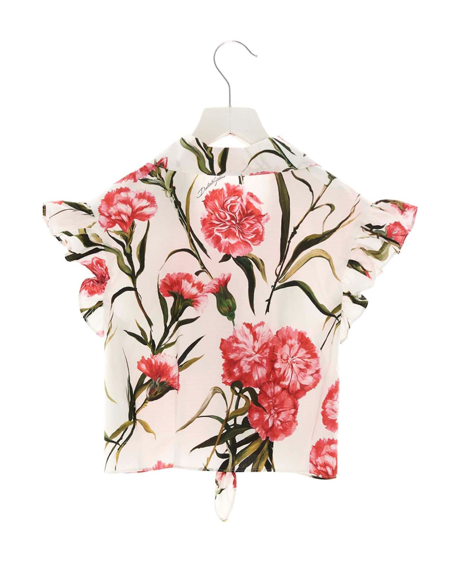 Dolce & Gabbana Floral-print Ruffled Blouse In White