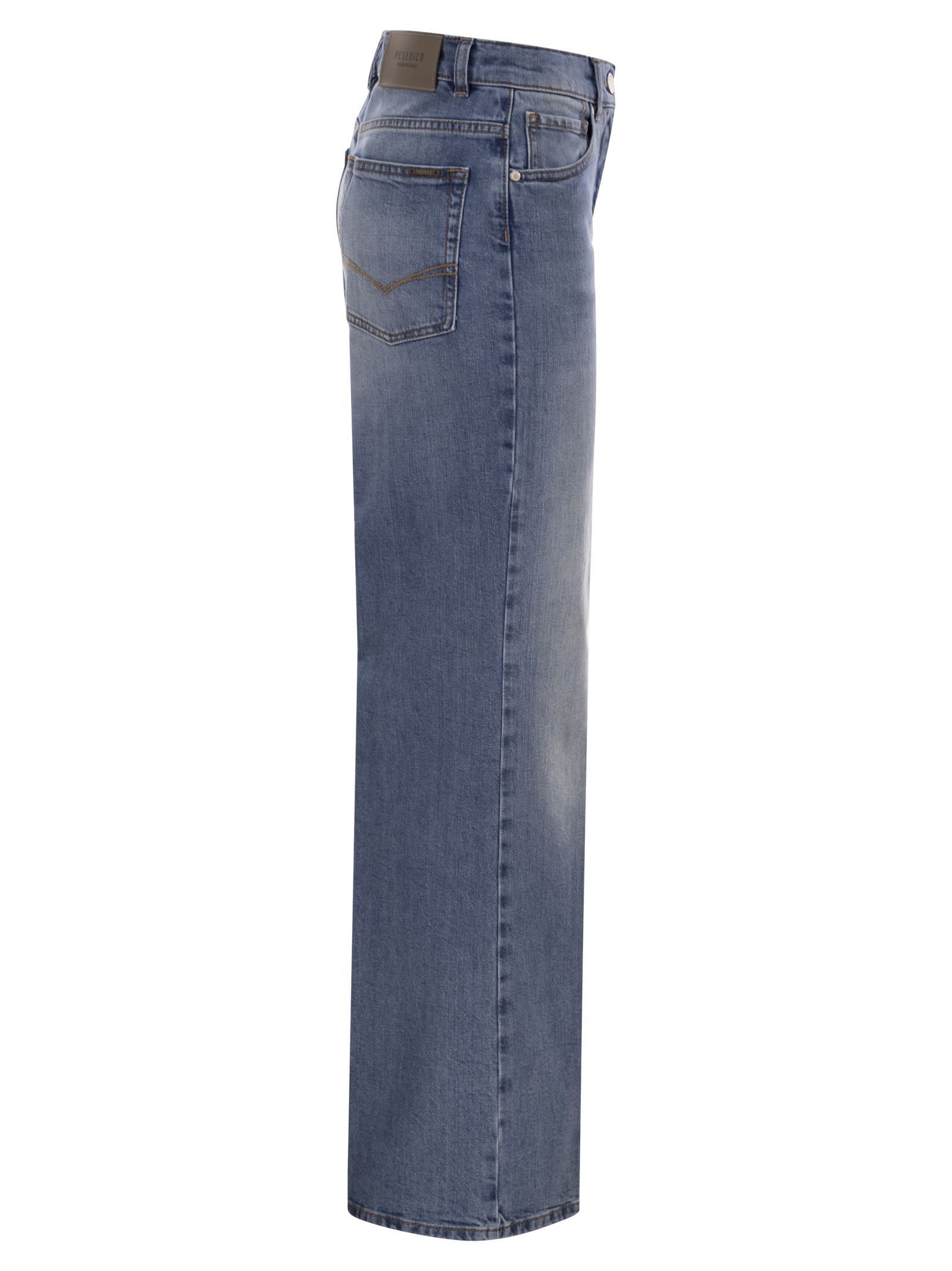 Peserico Stretch Cotton Denim Trousers In Black