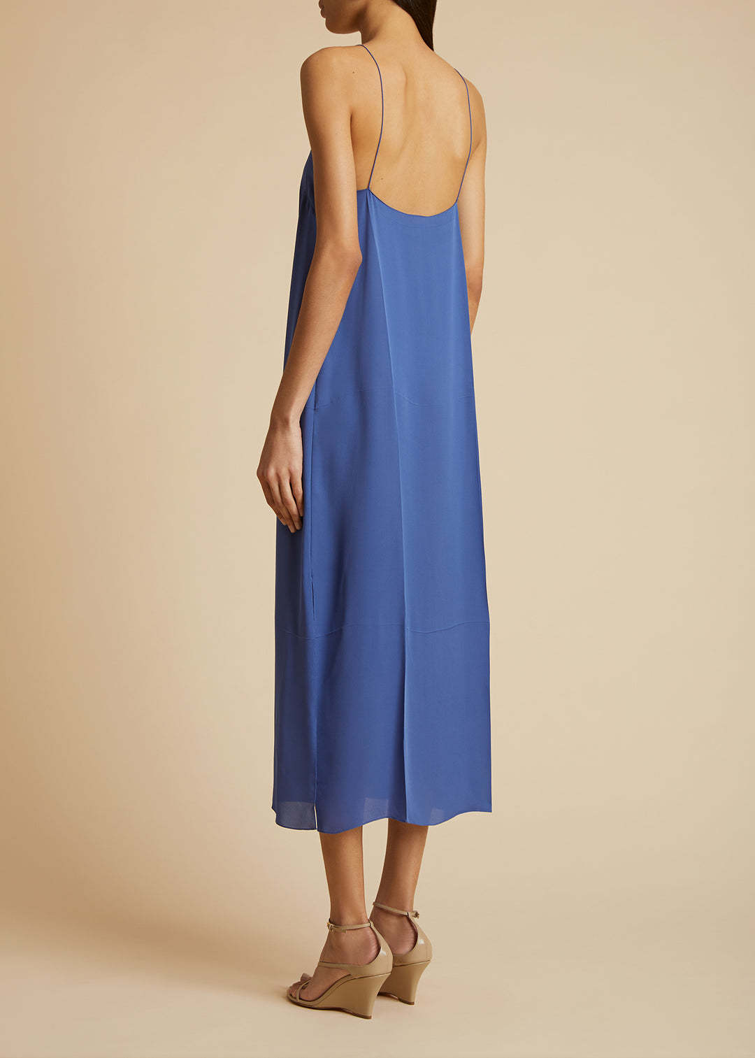Khaite Woman Midi Dress Azure Size 4 Silk In Blue