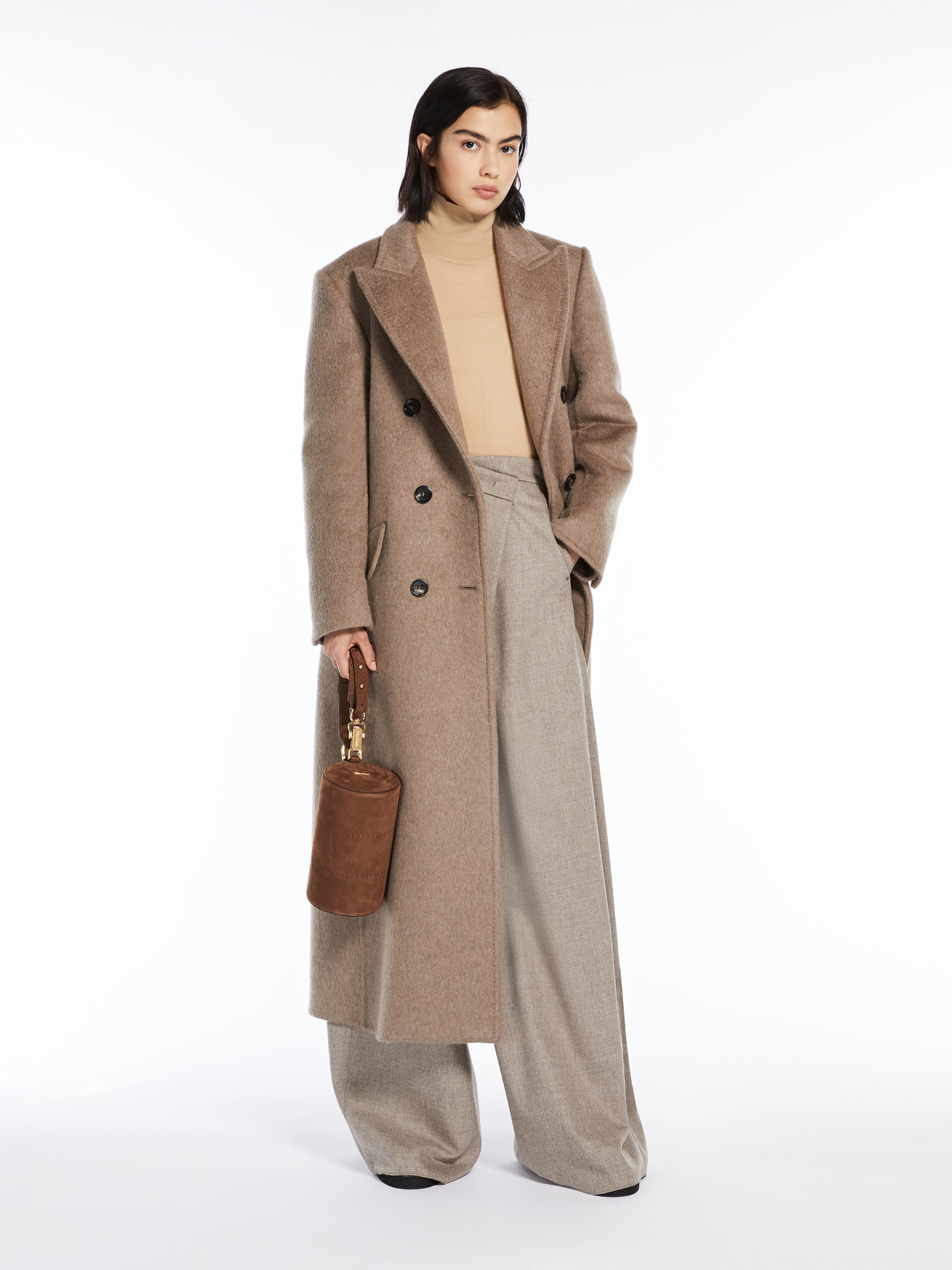 Max Mara Double-breasted Cashmere Blend Coat In Brown
