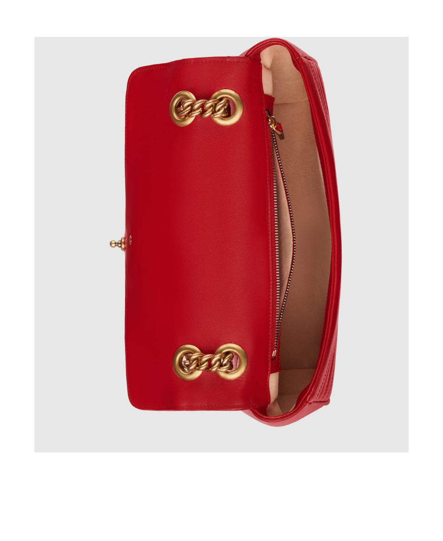 Gucci Women Gg Marmont Leahter Shoulder Bag In Red