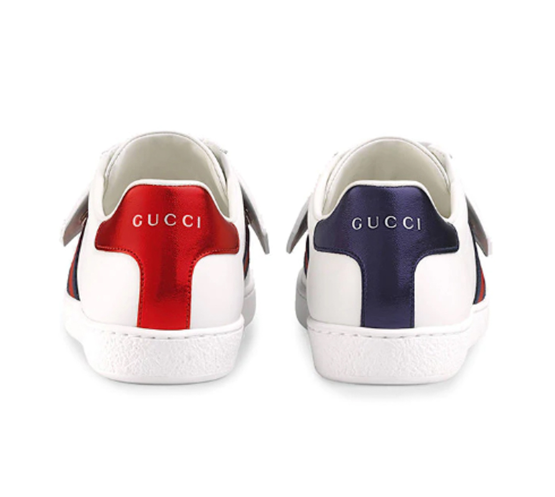 Gucci Ace Detachable Bead Logo Kraft Shoes In White