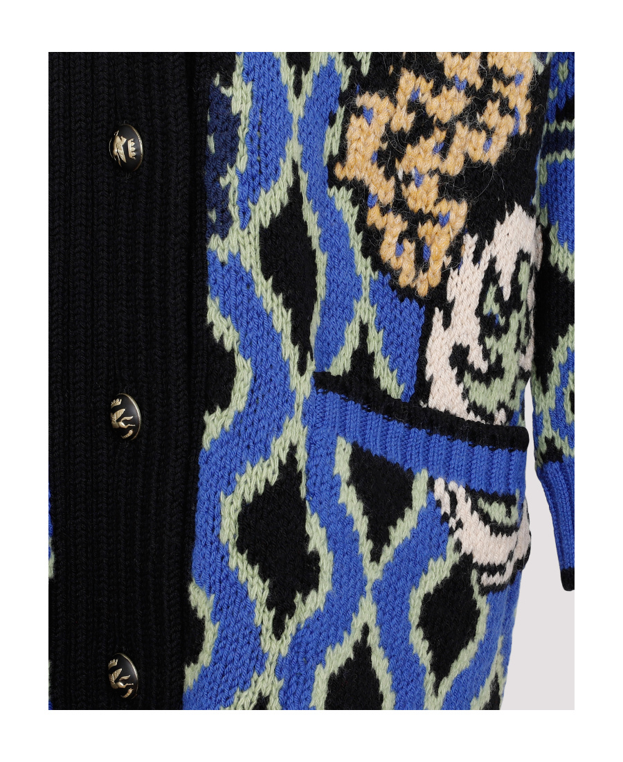 Etro Comet Paisley Pattern Coat In Wool In Black