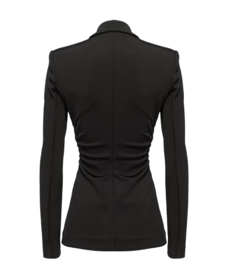 Pinko Buttoned Gathered Long-sleeved Blazer In Black